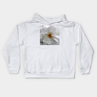 Curly White Rose Flower macro Kids Hoodie